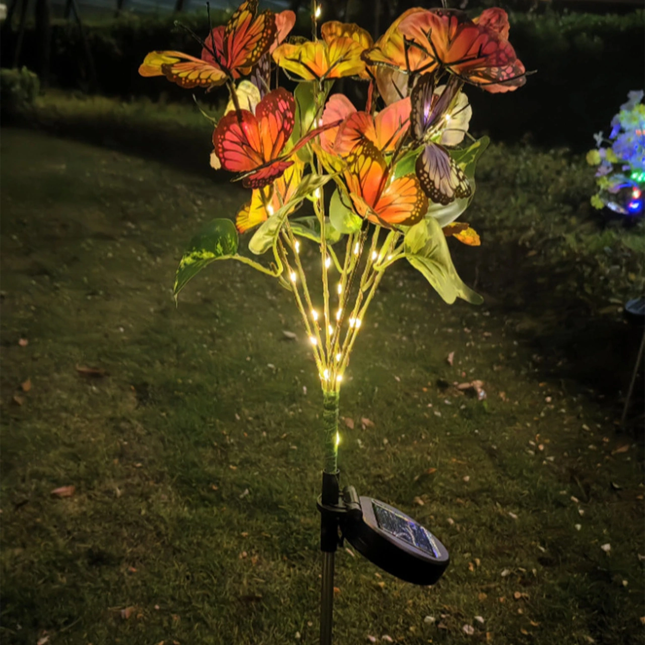 Moveevo Güneş Enerjili Led Renkli Kelebek Bahçe Aydınlatması, Ip65 Su Geçirmez, 600mah Batarya, Çim Üstü Dekoratif Işık - Tekli Paket Çok Renkli