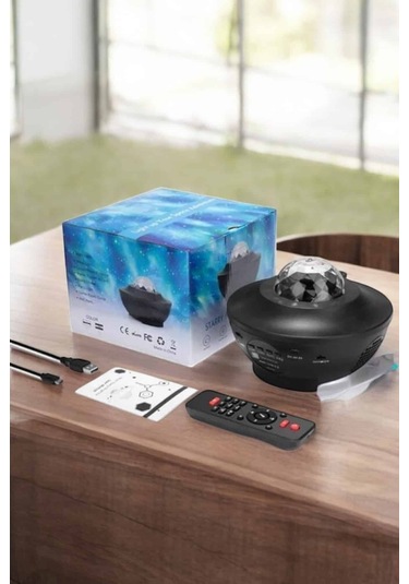 Projektör Yıldız Gece Lambası Disko Topu Bluetooth Bağlantılı Taşınabilir Şarjlı