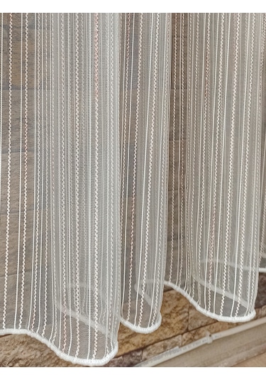 Pudra Tergal Eteği Kurşunlu Tül Perde / Ölçünüze Özel Dikim