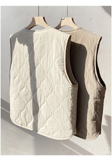 Snapbuy Kadın Yelek, Çift Taraflı Kullanım Kahve