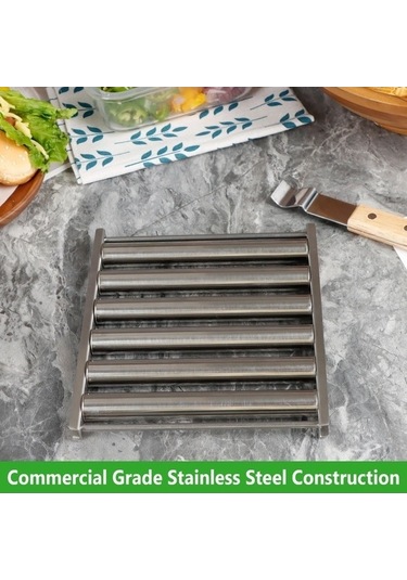 Wondernest Izgara Paslanmaz Çelik Ahşap Saplı Hot Dog Sosis Barbekü Rafı - Mutfak Aletleri Kutulu Çok Renkli Çok Renkli