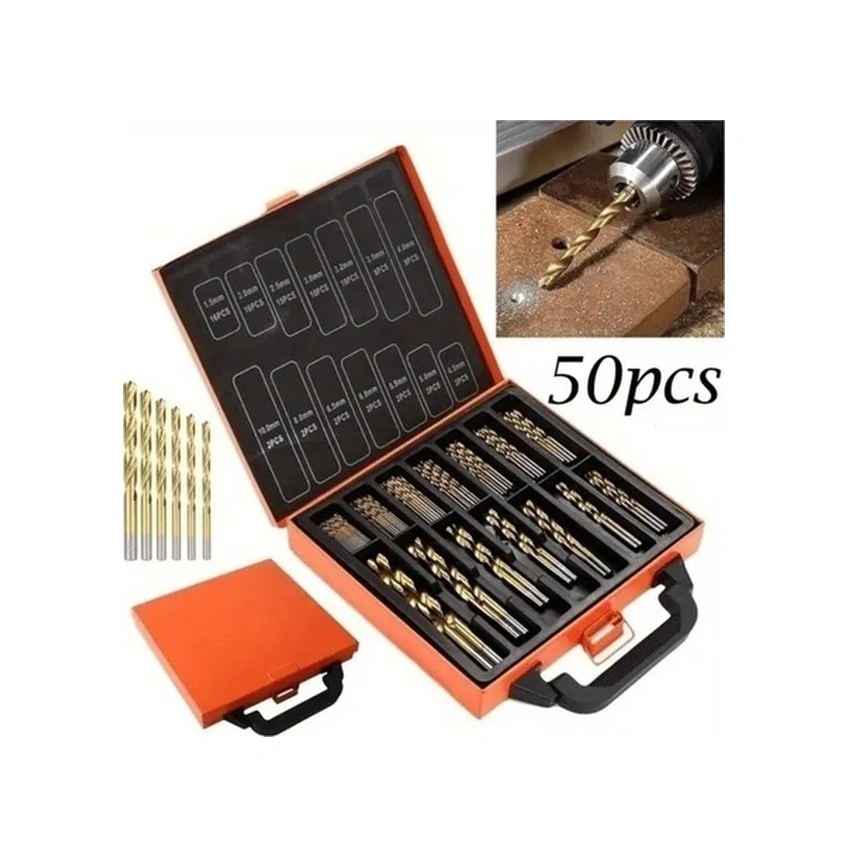 Trendooze Gaojunshop01 50 Adet Titanyum Kaplama Matkap Uçları 1-3mm Dıy Alet Seti, Metal İşçiliği İçin Ev Geliştirme El Aletle