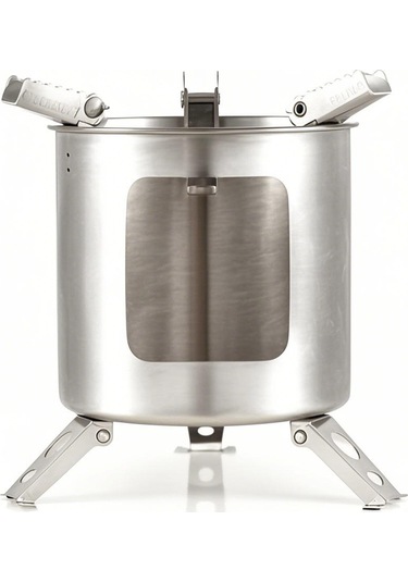 Shineyee 201 Paslanmaz Çelik Gönüllü Odun Ocağı - Kamp, Doğa Yürüyüşleri Ve Pikniklerde Isıtma/pişirme İçin Taşınabilir Alet Gümüş