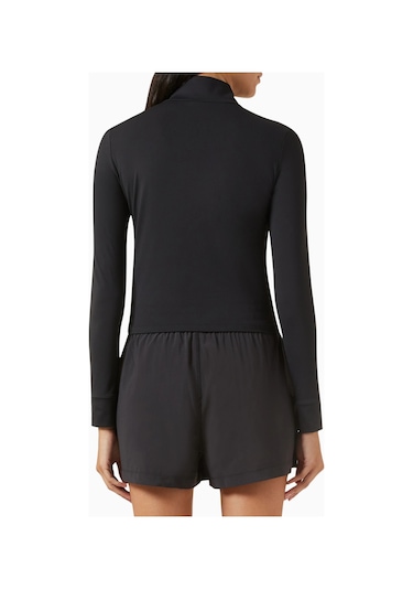 Vuori Studio Half-zip Crop Top, Stretch Knit Spor Ve Şık Üst Siyah
