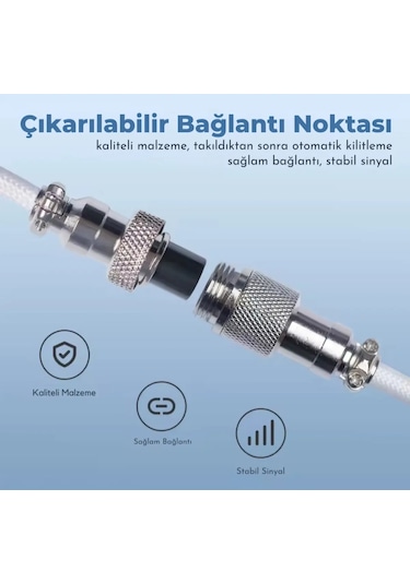 Mekanik Klavyeler İle Uyumlu Coiled Cable- Örgülü Sarmal Type-c Klavye Kablosu Black