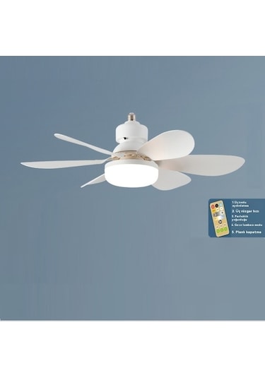 Eternal Luck Pervaneli Uzaktan Kumandalı Zaman Ayarlı Tavan Vantilatörü Lamba Ur Çok Renkli