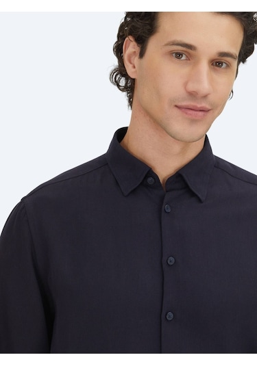 Kip Lacivert Regular Fit Uzun Dokuma Casual Gömlek