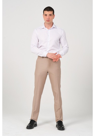 Erkek Regular Fit Kumaş Pantolon Bej