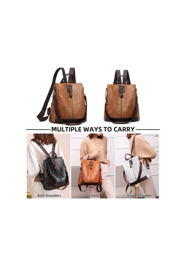 Mufunye Sınır Ötesi Kadın Sırt Çantası Kadın Yeni Pu Kadın Çantası Avrupa Ve Amerikan Retro Eğlence Açık Hava Seyahat Sırt Çantası Hırsızlık Önleyici Çanta Karamel Rengi Çok Renkli