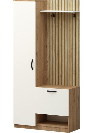 Lora Portmanto Tek Kapılı Vestiyer Ayakkabılık Meşe-aytaşı Meşe Aytaşı