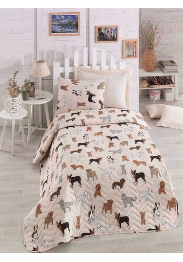 Eponj Home Kapitone Yatak Örtüsü Seti Tek Kişilik Havhav Krem