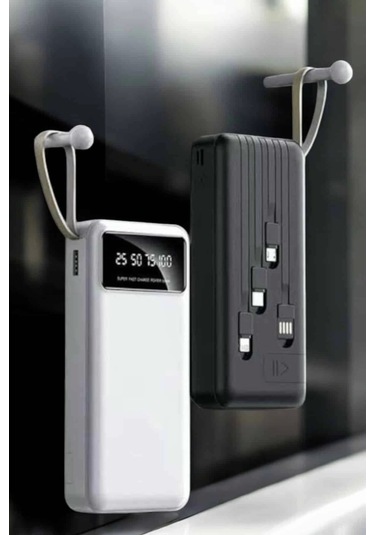 20.000 Mah Led Işıklı Lcd Ekran Usb Girişli Type-c Lightning Powerbank Çok Renkli