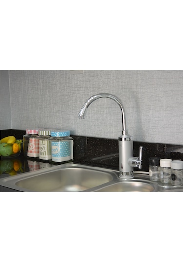 Elektrikli Sıcak Musluk Ani Su Isıtıcı Termal Şofben Musluk Asg4s GÜMÜŞ