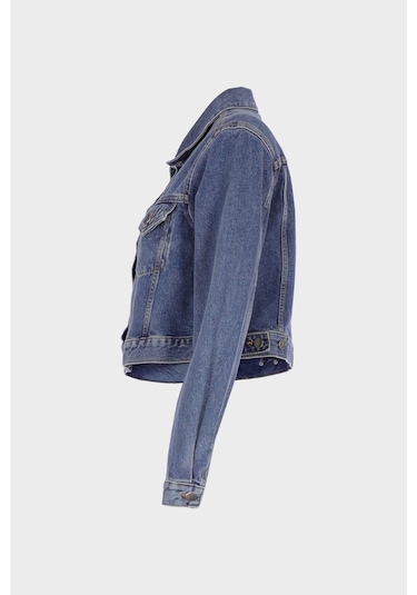 Kadın Açık Mavi Slim Fit Jean Ceket C 4538-241 Açık Mavi