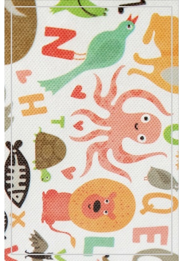 Vedsey Tekli 50x25x20 Cm Sevimli Hayvan Baskılı Bebek Hurç Beyaz