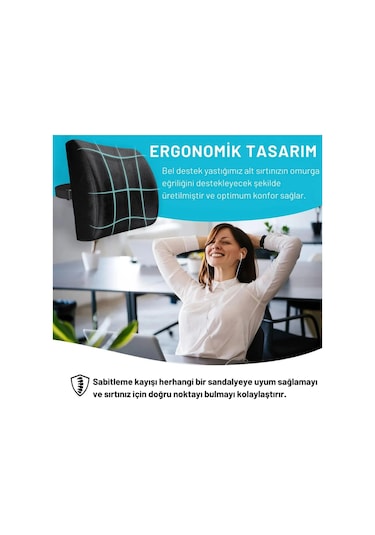 Autofresh Ortopedik Araç Oto Bel Destek Minder Yastığı Sırt Minderi Ofis Sandalye Desteği