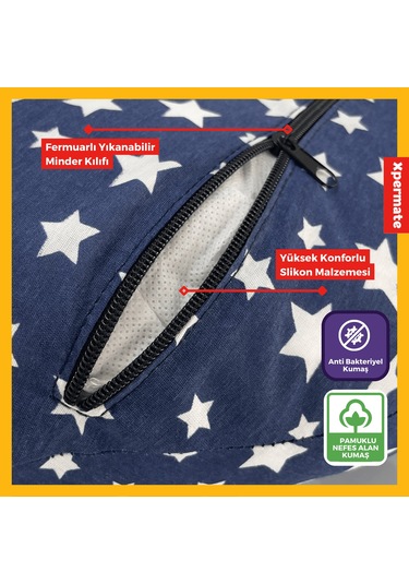Xpermate Bebek Emzirme Yastığı,destek Minderi Yıldızlı Lacivert