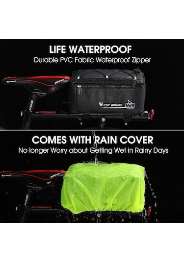 Didadodo Arka Koltuklu Elektrikli Bisiklet Çantası Dağ Bisikleti Sürüşü İçin Su Geçirmez Saklama Çantası Siyah Siyah