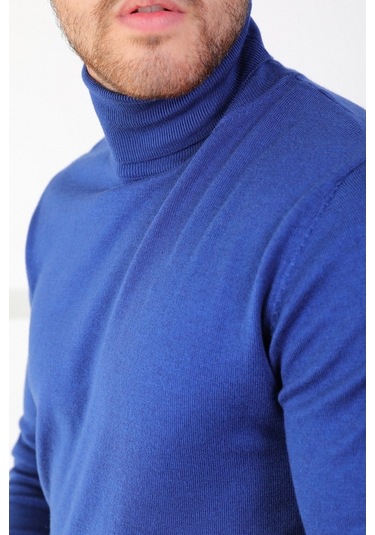 Ferraro Saks Balıkçı Yaka Pamuk Kazak Saks