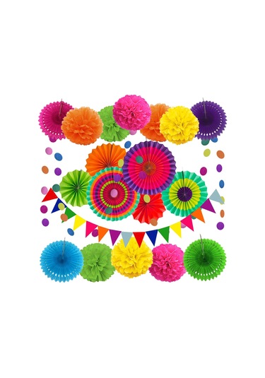 Yuntech01 Parti Dekorasyonu 20'li Set: Çok Renkli Kağıt Çıtçıt Ve Toplar - Düğün, Doğum Günü İçin Kolay Kurulumlu Renkli Dekor Paketi Çok Renkli