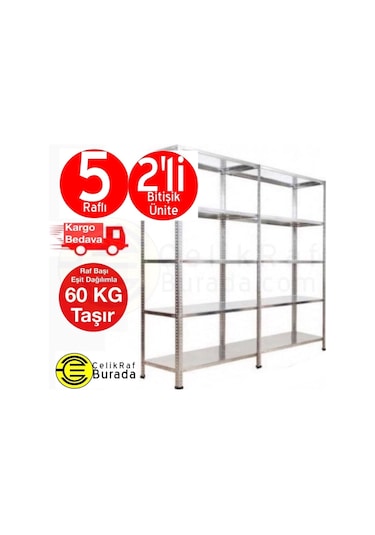 Açıkmağazam Galvanizraf 5 Katlı Duble Çelik Galvaniz Arşiv Depo Kiler Rafı