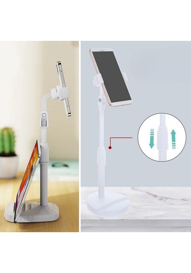Masa Üstü Tablet Ve Telefon Tutucu Plastik Aparat Beyaz Telefon S Siyah