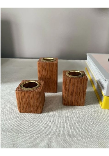 Ahşap Şamdan Set Üçlü