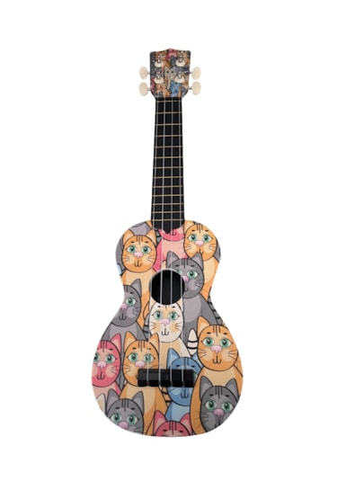 Hawiian Soprano Kedi Desenli Komposit Ukulele