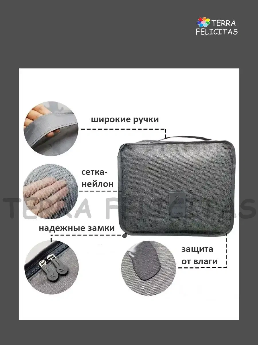 Terra Felıcıtas Seyahat Çantasında Kumaş Organizatör 6 Adet 42455780 Gri