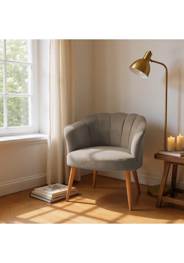 Papatya Berjer - Modern Tekli Koltuk - Babyface Kumaş - Vizon