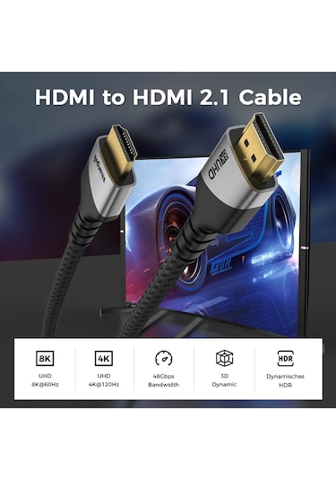 Hdmı 2.1 To Hdmı Görüntü Aktarma Kablosu Televizyon Notebook 1m