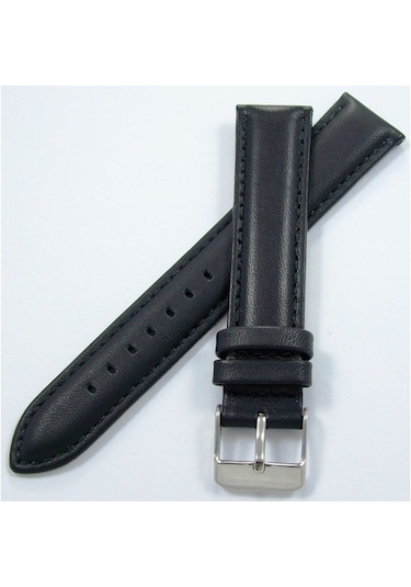Bizon Deri Saat Kayışı 22Mm Siyah Saat Kordonu Desensiz Düz Dikiş