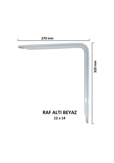 Metal Boyalı Lüx Beyaz Raf Altı 12x14 - (2 Adet)