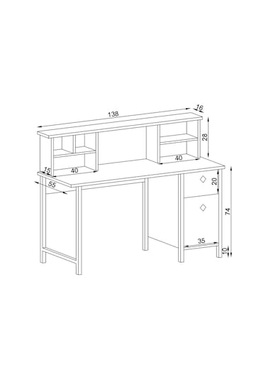 Remy Çalışma Masası Raflı Sepet-beyaz Sepet-beyaz Beyaz