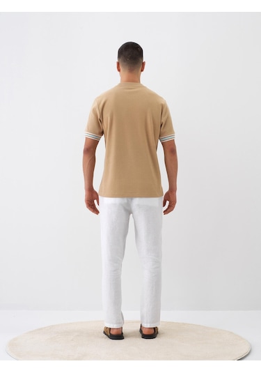 Xint Camel Pamuk Dokulu Regular Fit Tişört 502236