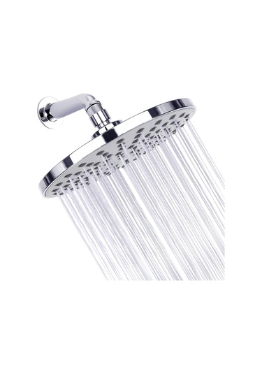 Hangfox G1/2 Bağlantılı 8 İnç Dairesel Abs Duş Başlığı - Otomatik Temizlenir Nozzle, Yüksek Basınçlı, Korozyona Dayanıklı Eldiven Borusu Hariç Gümüş