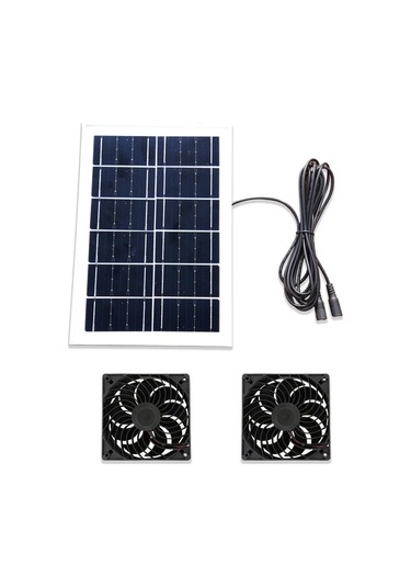 Motion003 Güneş Paneli +2 Adet Fan Ser Güneş Enerjili Egzoz Fanı Çatılar Kulübeler Tavuk Kümesi Köpek Evleri Ip5 Su Geçirmez