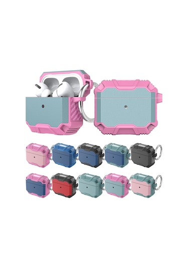 Kablosuz Kulaklık Tpu + Pc Airpods Uyumlu 3 İçin Kancalı Darbeye Dayanıklı Kılıf Pembe