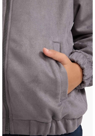 Defacto Erkek Çocuk Kolej Yaka Fermuarlı Bomber Ceket G3873a825wngr2 Gri-gr2