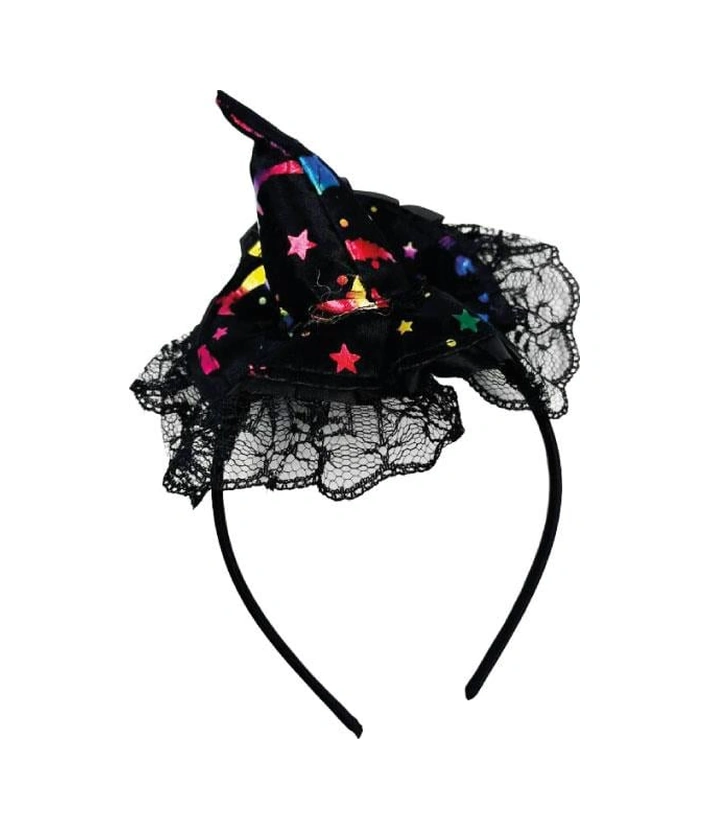 Halloween Cadılar Bayramı Taç Mini Cadı Şapkası Tüllü Renkli Model Parti Aksesuarı