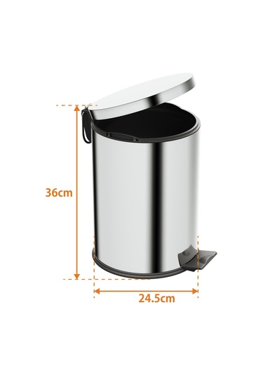 Aqua Bagno Basic Çöp Kovası - Pedallı 12 L, Parlak Krom Paslanmaz Krom