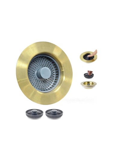 Homyl Mutfak Lavabosu Tahliye Süzgeci Hafif Paslanmaz Koku Altın