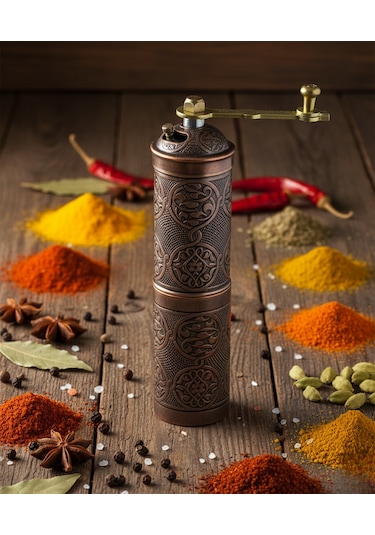 Ludıa Zamak Metal Bakır Renk 3 Lü Set Karabiber,kahve,çörek Otu El Değirmeni Öğütücü Grinder S2 Bakır
