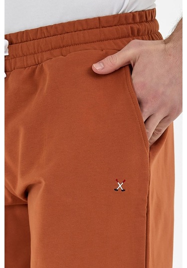 Erkek Golf Nakışlı 2 Iplik Şort Taba