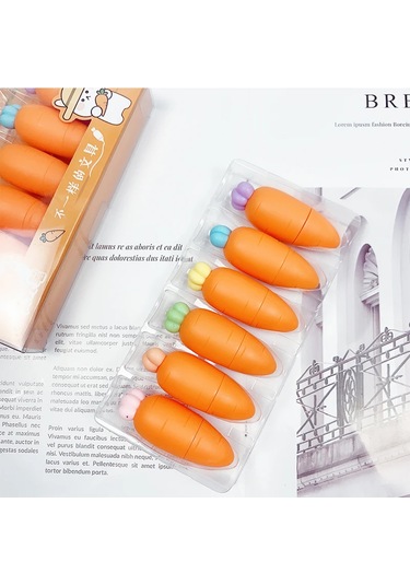 Forzacase Renkli Fosforlu Havuç Kalem 6 Adet - Fc406 Çok Renkli