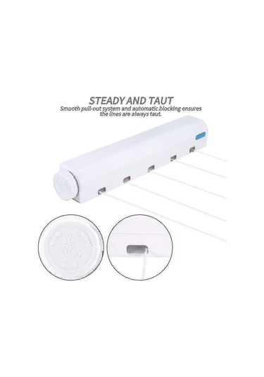 Ganzhoushop Yaylı Otomatik Geri Çekilebilir Çamaşır Askısı Kurutma Rafı Yüksek Kalitebeş Satır Çok Renkli