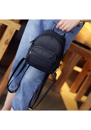 Lebıhmurah Wbp1504 Kadın Mini Sırt Çantası Naylon Omuz Okul Seyahat Çantası Küçük Rahat Sırt Çantası Tote Siyah Moda Gri - Siyah