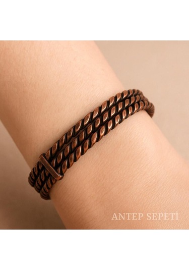 Bakır Kalın Bileklik Kahverengi