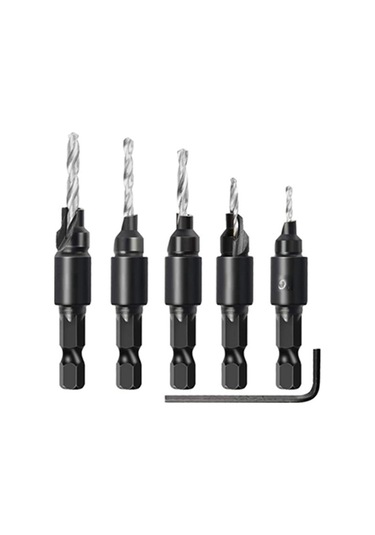 Maiyame Ahşap İşleme İçin Titan Kaplı Altıgen Saplı 6 Parça Delik Seti - Tüp Ve Düz Uçlu Delicilerle Dayanıklı Ahşap Delme Aracı