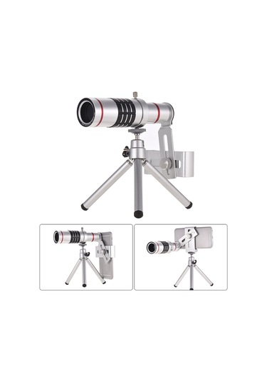 Wezone 18x Uzun Mesafe Telefoto Lens - Telefon Kamera Artırıcı, Manuel Odak, Optik Cam, Silver